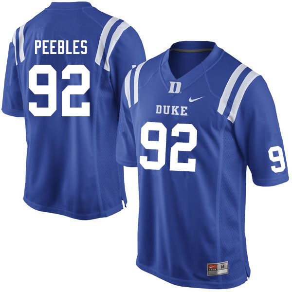 Men #92 Aeneas Peebles Duke Blue Devils College Football Jerseys Sale-Blue